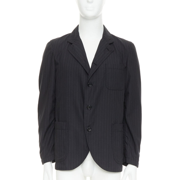 COMME DES GARCONS Homme Deux 2018 grey pinstriped pocketed blazer S