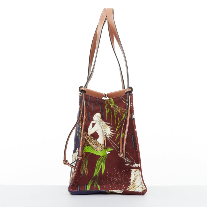 LOEWE 2020 PAULA'S IBIZA Mermaid Medium Cushion Tote printed canvas shoulder bag