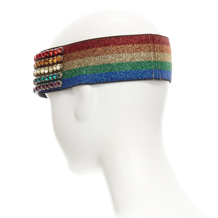 GUCCI Webby rhinestone crystal encrusted Rainbow Web headband