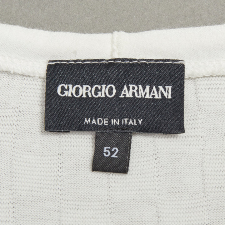 GIORGIO ARMANI white rolled hem checkered knit pullover top IT52 XL