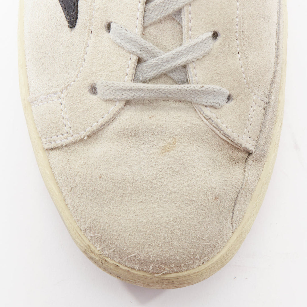GOLDEN GOOSE SuperStar grey suede red metallic trim star distressed sneaker EU38