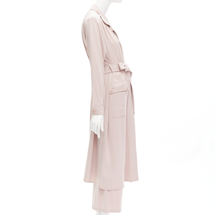 RODEBJER Odessa dusty pink belted long line robe jacket wide pants set XS