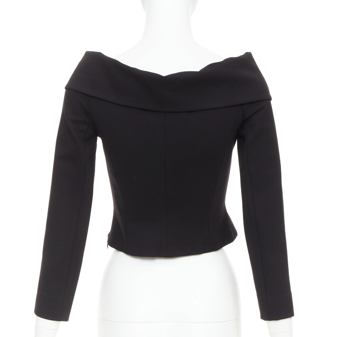 DORATHEE SCHUMACHER Emotional Essense black crop off shoulder cropped top US1 XS