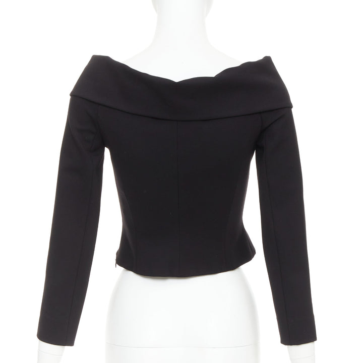 DORATHEE SCHUMACHER Emotional Essense black crop off shoulder cropped top US1 XS