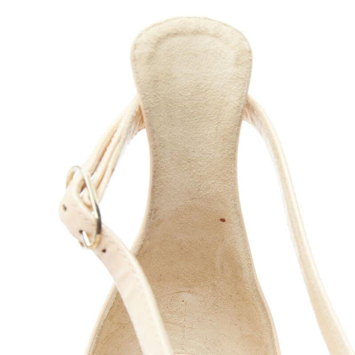 CHRISTIAN LOUBOUTIN Malefissima 110 nude patent strappy heel sandals EU37.5