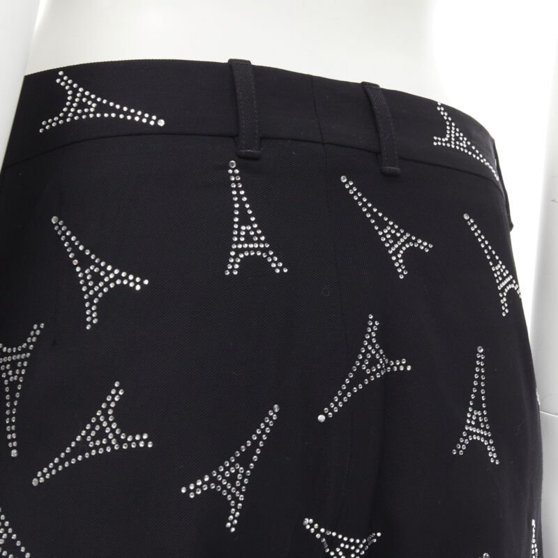 BALENCIAGA Demna 2019 Runway Eiffel Tower crystal trousers pants IT48 M