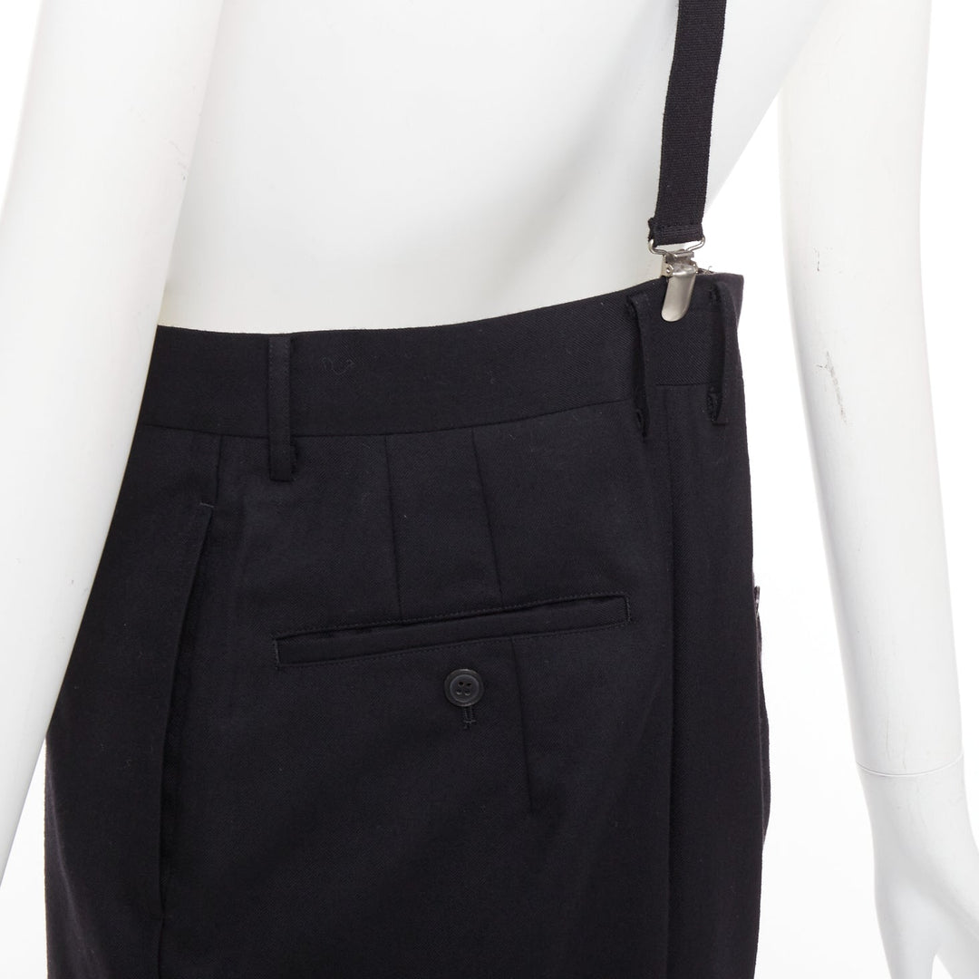 JUNYA WATANABE 2012 black wool suspender high waisted harem pants M