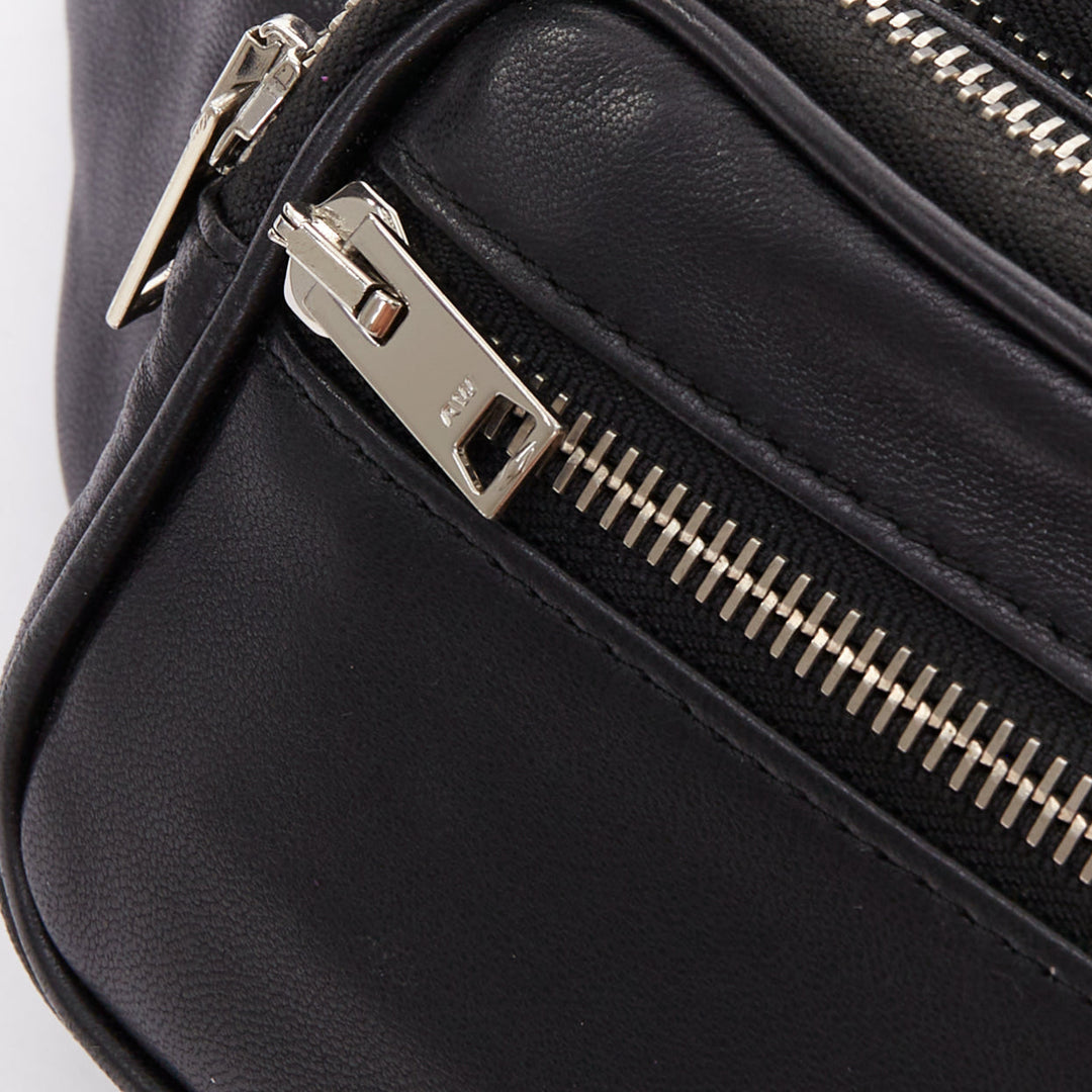 ALEXANDER WANG Attica black leather silver multi zip waist belt bag