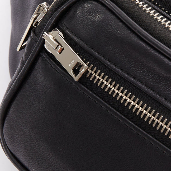 ALEXANDER WANG Attica black leather silver multi zip waist belt bag