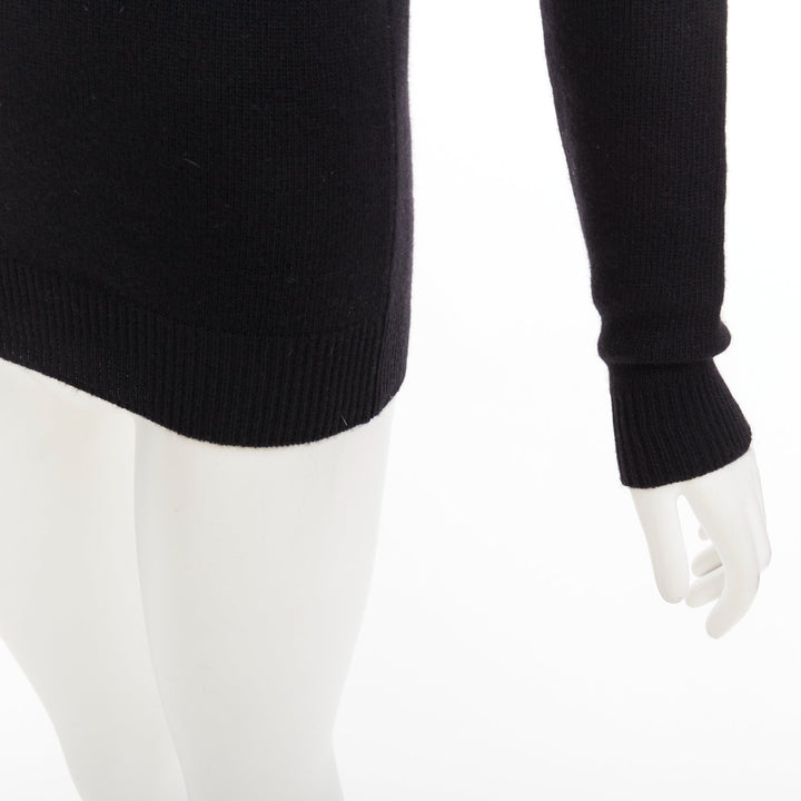 STELLA MCCARTNEY black virgin wool cashmere raglan sweater IT34 XXS
