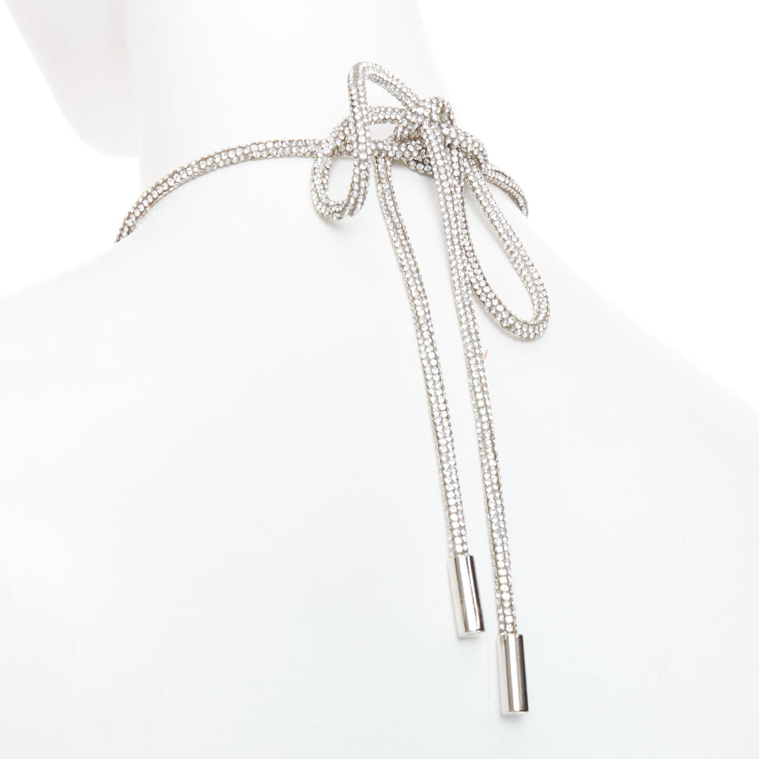 ALEXANDRE VAUTHIER black fine knit crystal encrusted rope halter open back dress