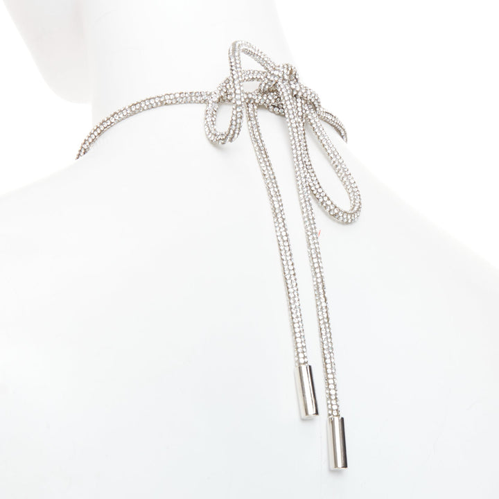 ALEXANDRE VAUTHIER black fine knit crystal encrusted rope halter open back dress