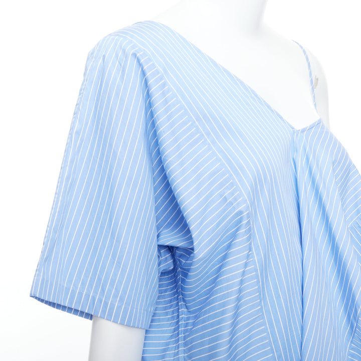 MAISON MARGIELA blue cotton striped deconstructed half cami top IT38 XS