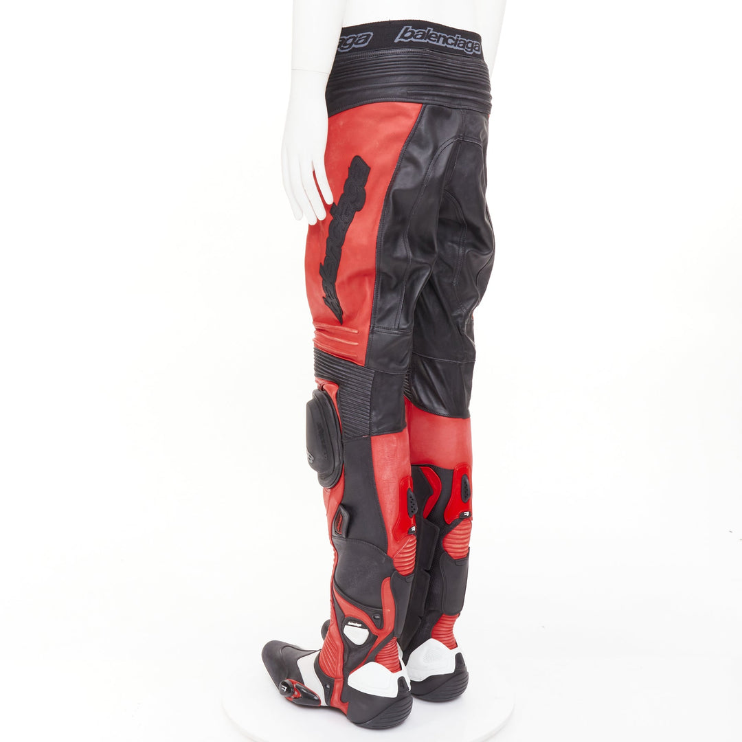 rare BALENCIAGA Demna 2024 Runway Biker Pantashoes black red motocross boot EU41