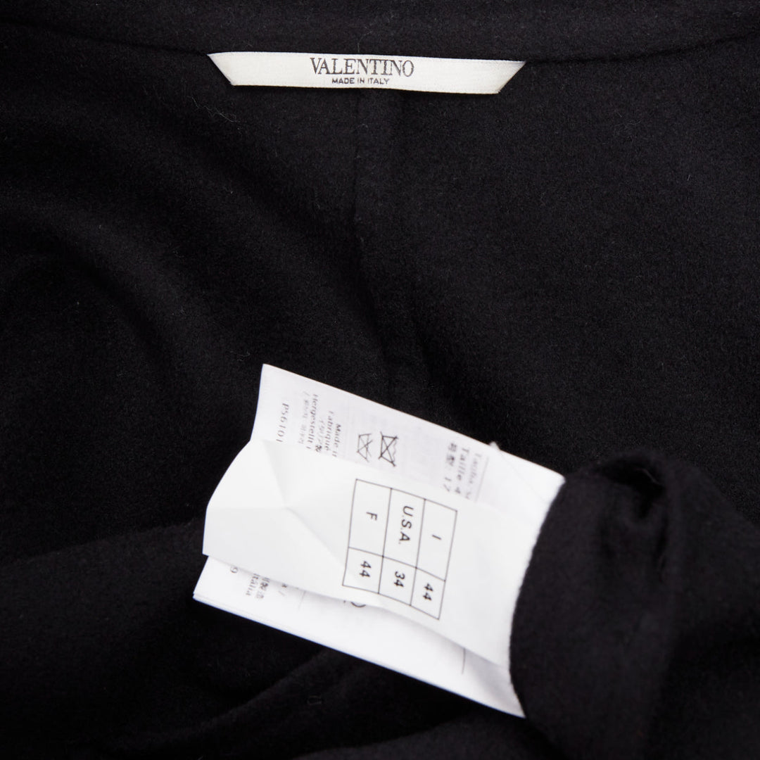 VALENTINO black virgin wool cashmere button flap pocket notch lapel coat IT44 XS