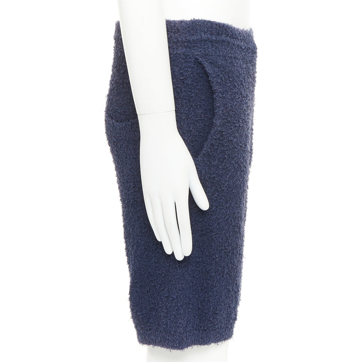 MAISON MARGIELA 2015 navy blue cotton boucle pilled towelling Bermuda shorts M