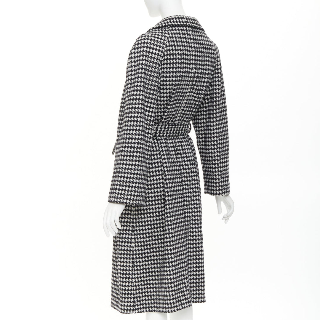 MIU MIU 2022 Pied De Poule houndstooth virgin wool logo applique coat IT38 XS