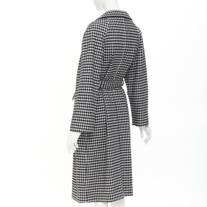 MIU MIU 2022 Pied De Poule houndstooth virgin wool logo applique coat IT38 XS