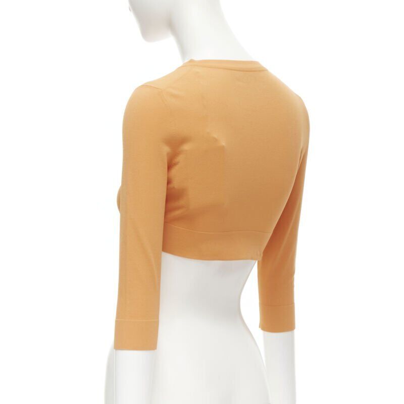ALAIA Signature cropped stretch knit button cardigan Mandarine orange FR38 S