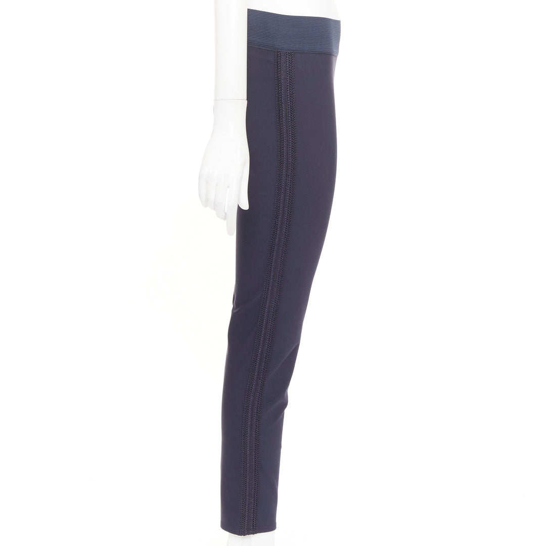 STELLA MCCARTNEY 2015 navy cotton blend elastic embroidery cropped pants IT38 XS