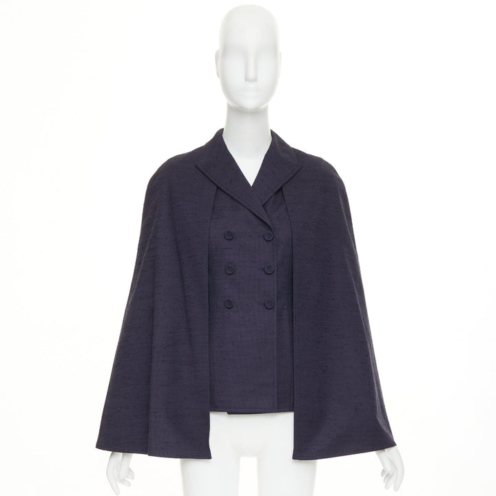 DIOR 2020 Shantung double breasted structured blazer cape jacket FR36 XS