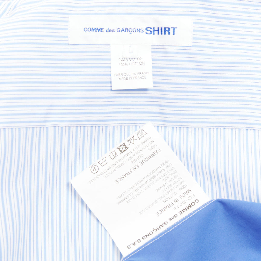 COMME DES GARCONS SHIRT blue cotton cage applique patchwork shirt L