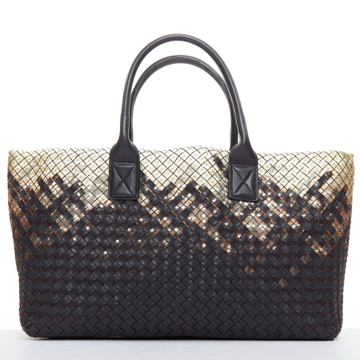 BOTTEGA VENETA Limited Cabat MM clear pvc black leather intrecciato tote bag