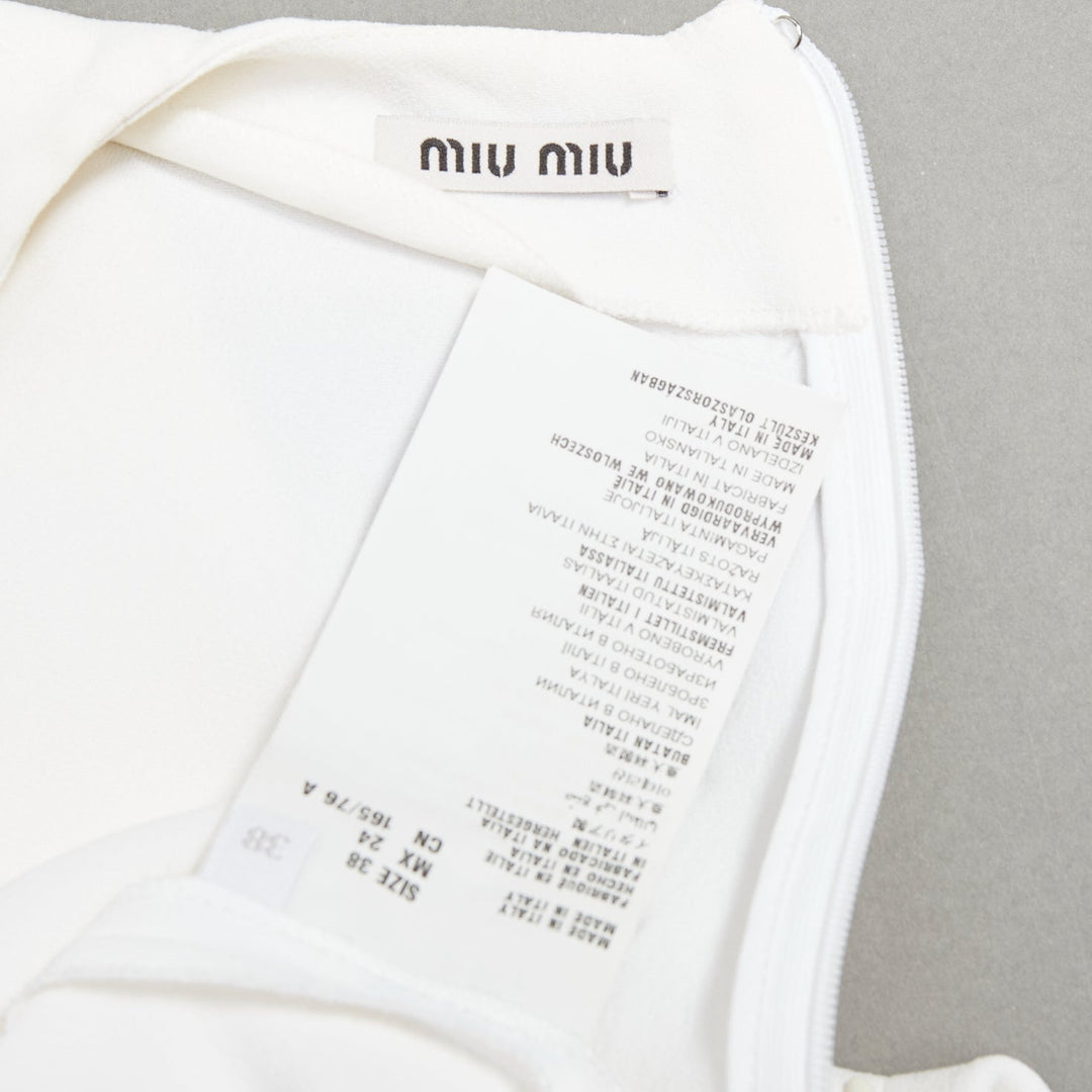 MIU MIU 2013 cream acetate blend peplum half sleeve top IT38 XS