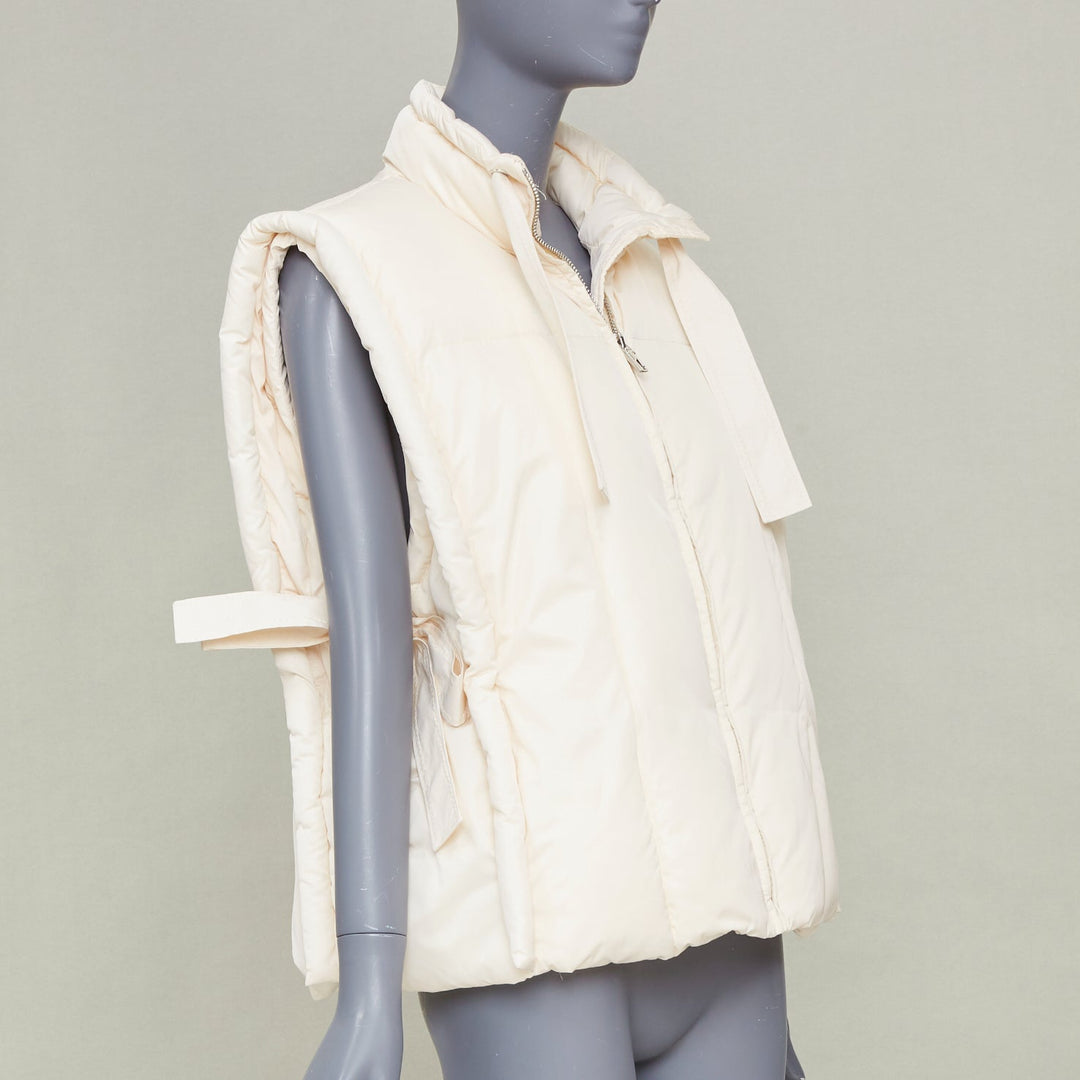 GANNI 2022 oversized shiny puff vest buttercream ivory winter gilet top M