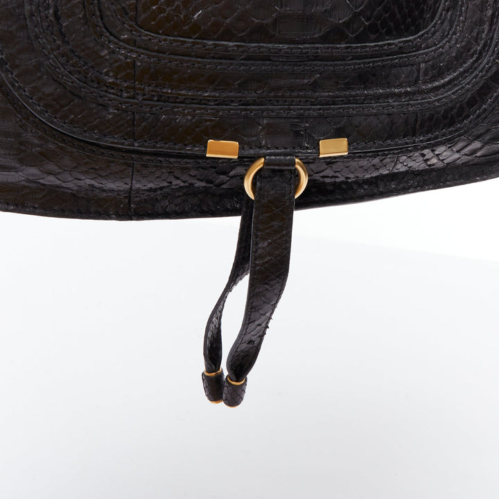 CHLOE Marcie black scaled leather gold hardware satchel bag