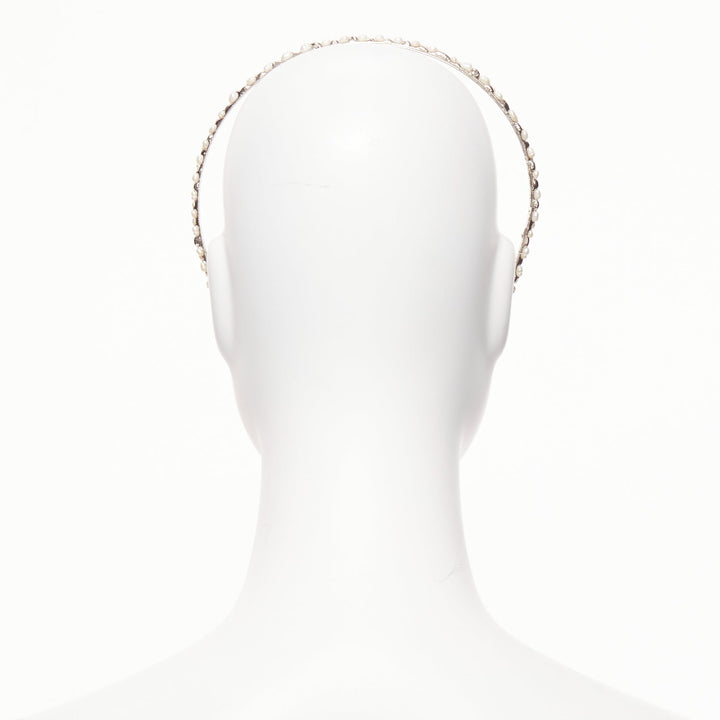 ROSANTICA faux pearl embellished wiggle silver metal alice headband