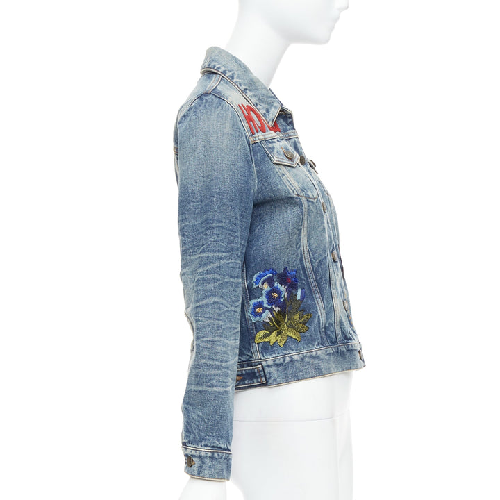 GUCCI HOLLYWOOD bunny blue washed denim jacket IT40 S