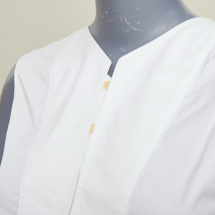 LEMAIRE 2020 Bib Panel Split Neck optical white cotton blend minimal top FR34 XS