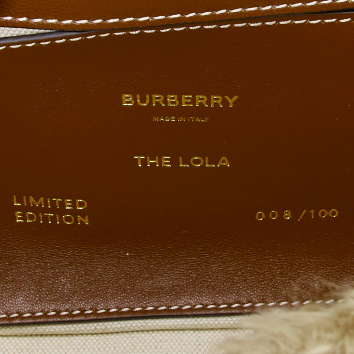 BURBERRY Lola Mohair Limited Edition lamb shearling gold TB crossbody bag