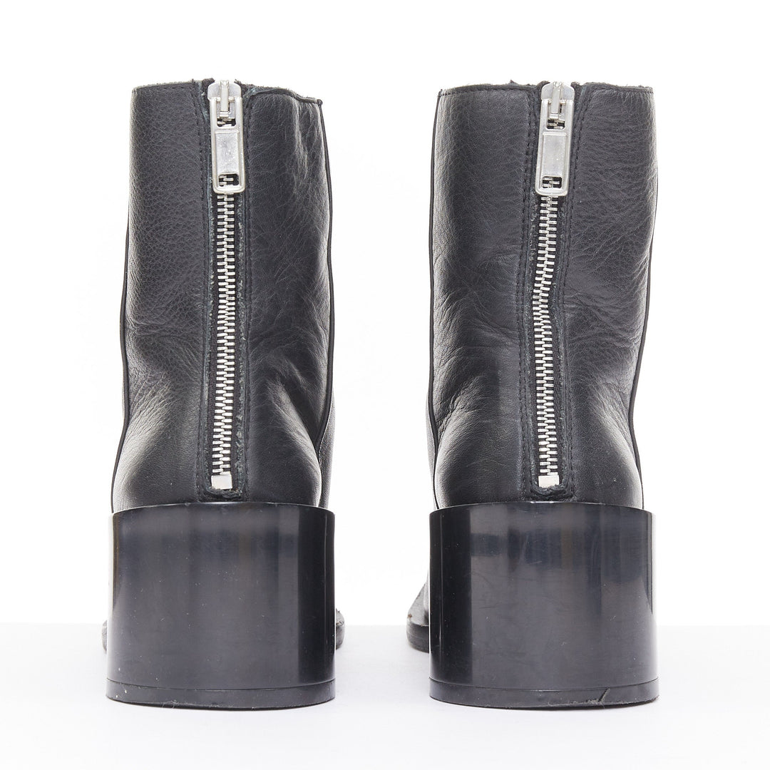 MM6 MAISON MARGIELA 2021 Anatomic black leather square toe ankle boots EU36 US6