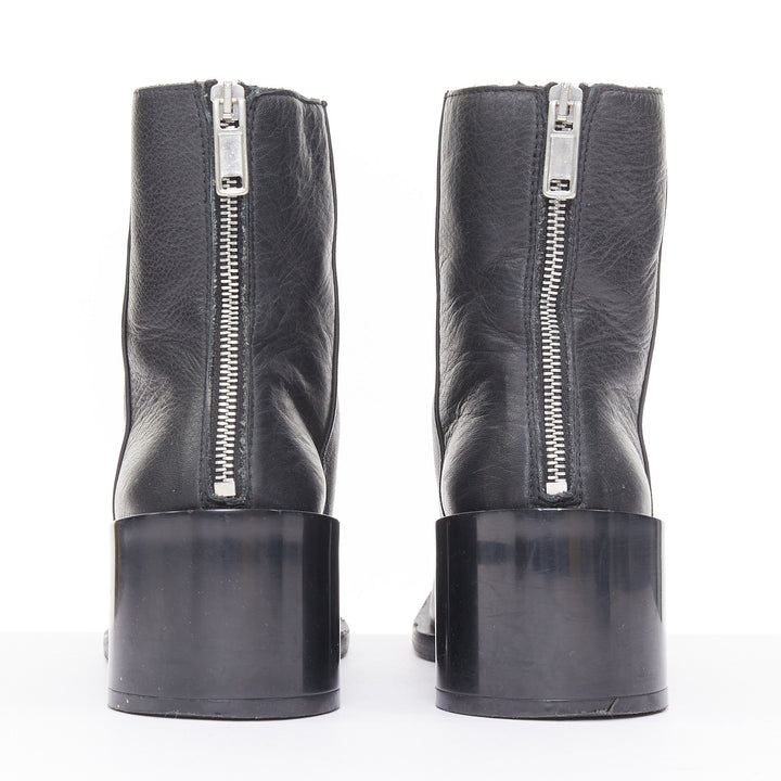 MM6 MAISON MARGIELA 2021 Anatomic black leather square toe ankle boots EU36 US6