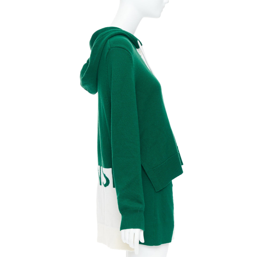 MONSE 2021 Runway green white logo polo  hood sweater mini skirt