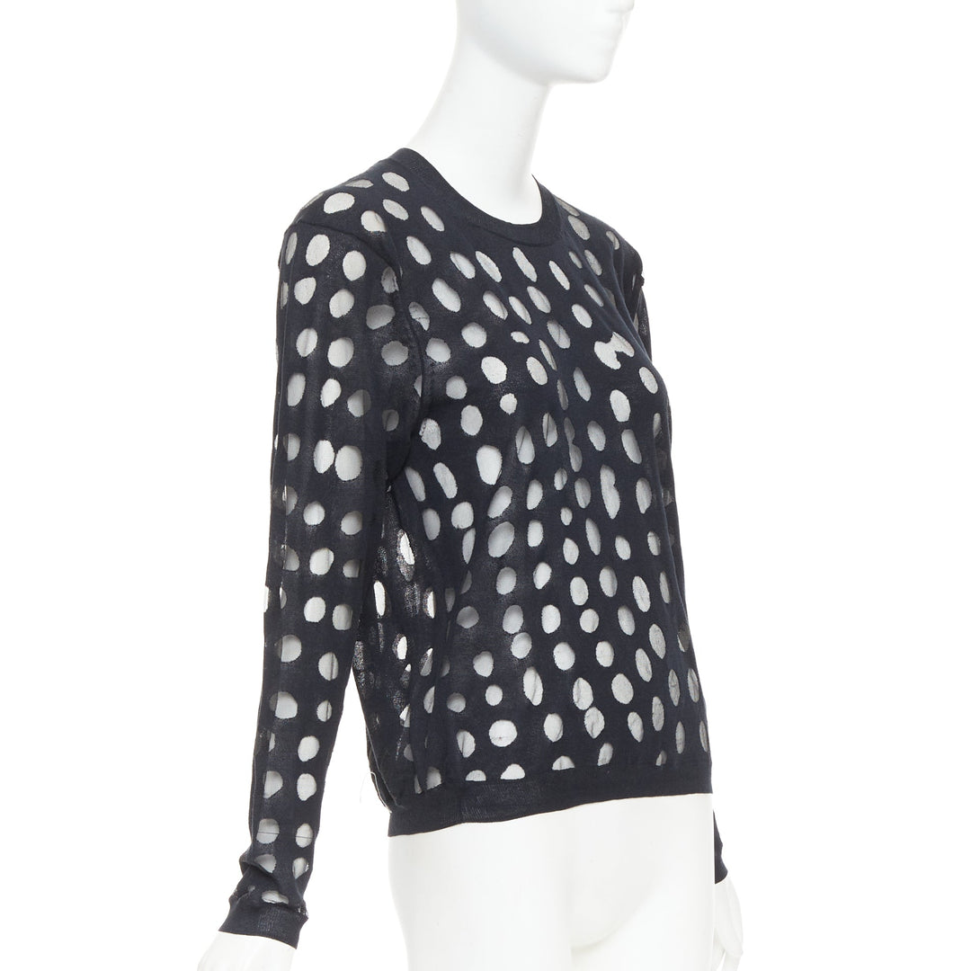ACNE STUDIOS 2014 Ninah Dots black cotton irregular dots sheer sweater S