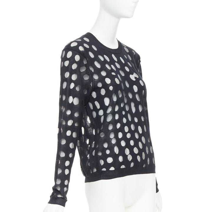 ACNE STUDIOS 2014 Ninah Dots black cotton irregular dots sheer sweater S