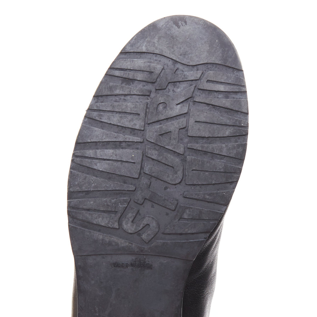 STUART WEITZMAN 5050 black leather front elastic back round toe tall boots EU38