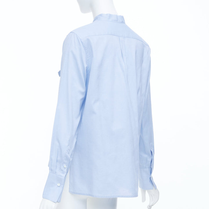 VALENTINO light blue cotton pussy bow tie keyhole cut out blouse shirt IT40 S