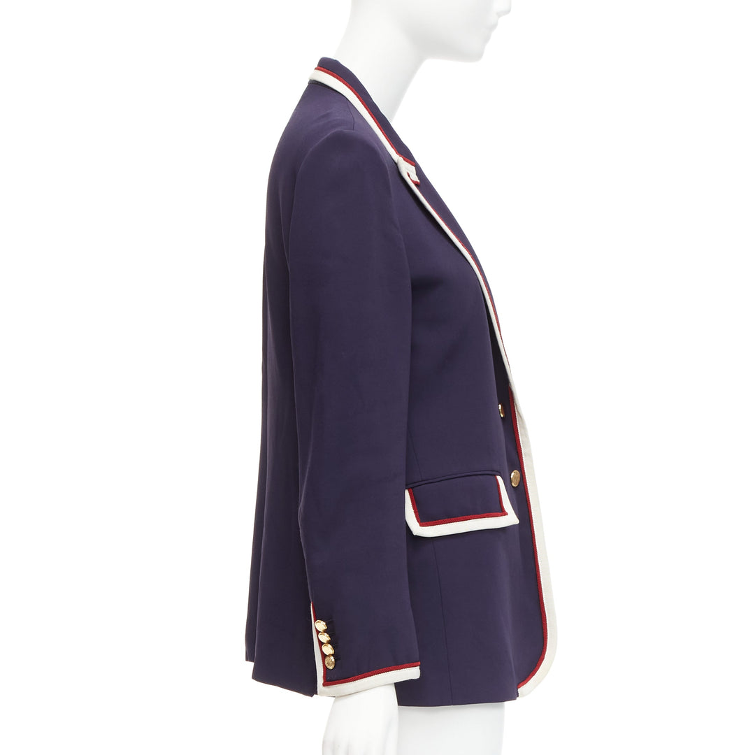 GUCCI Alessandro Michele 2019 navy trimmed GG printed lining blazer IT44 L