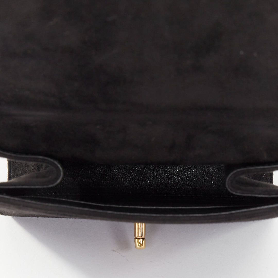 CHANEL 1994 Turnlock Flap Bag black suede triple strap vintage shoulder bag