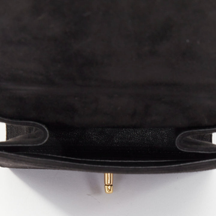 CHANEL 1994 Turnlock Flap Bag black suede triple strap vintage shoulder bag