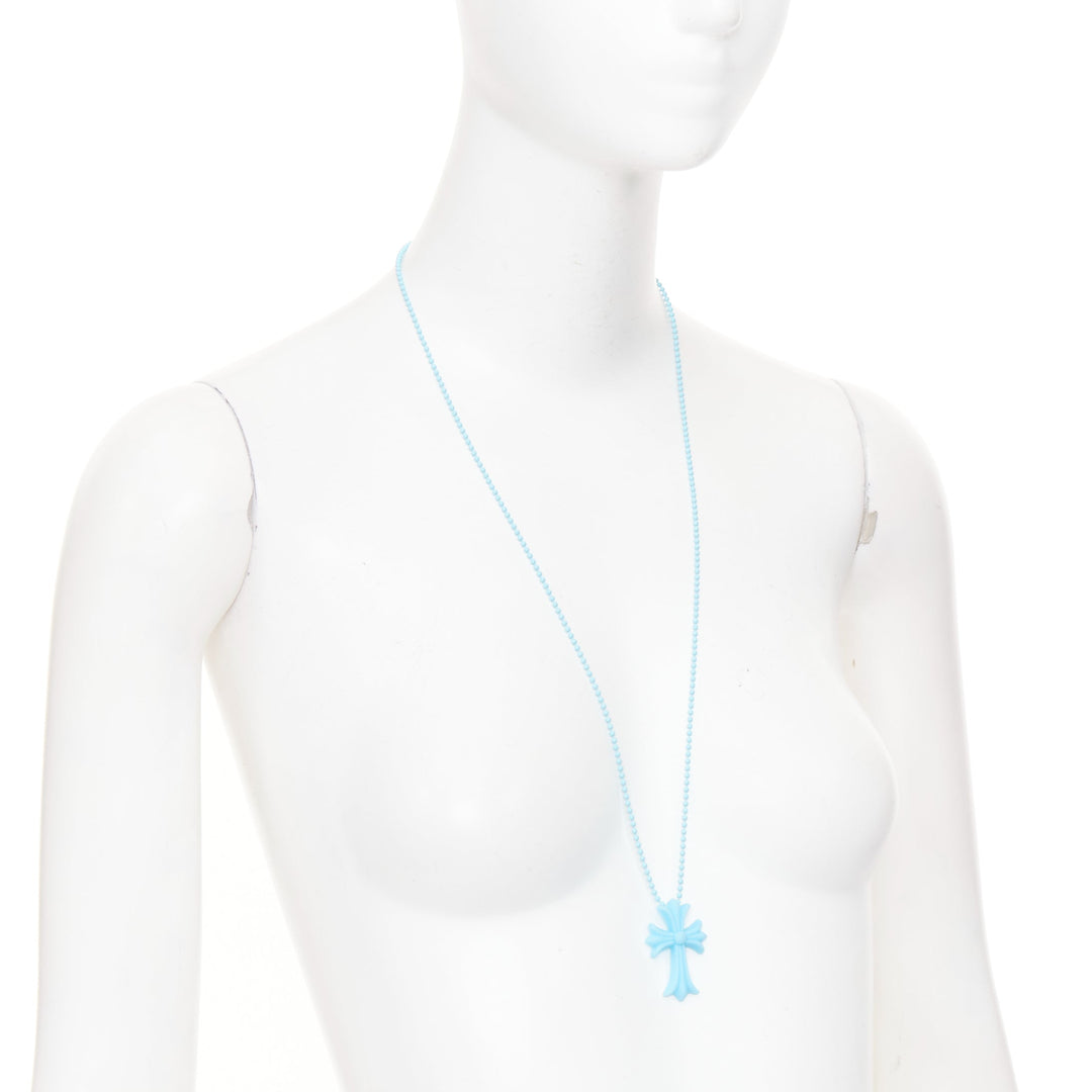 CHROME HEARTS 2019 Silichrome CH Cross Necklace sky blue silicone necklace