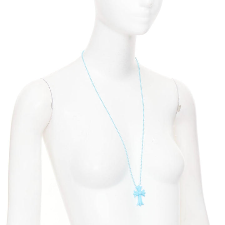 CHROME HEARTS 2019 Silichrome CH Cross Necklace sky blue silicone necklace
