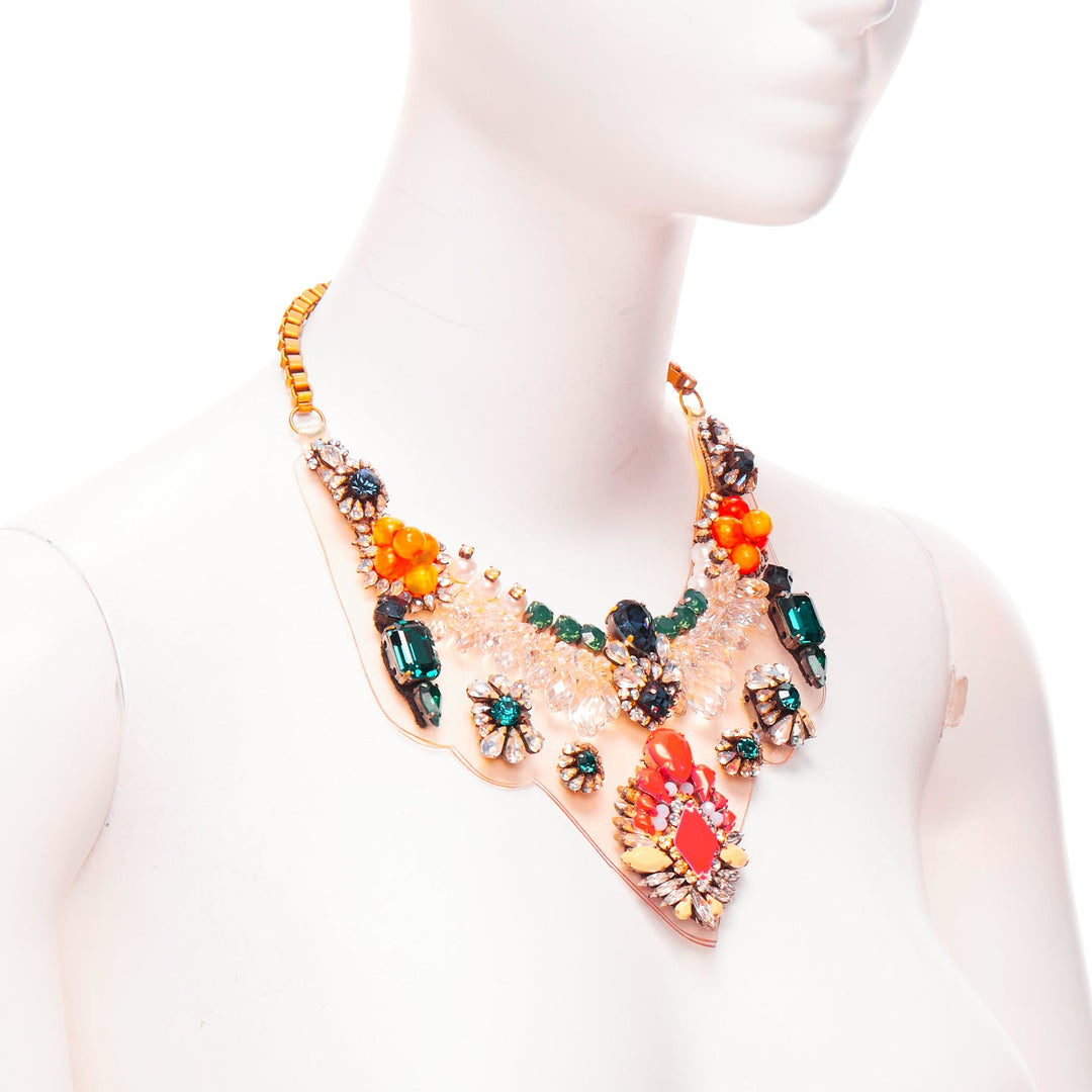 SHOUROUK neon orange multicolor beads pvc jewel short necklace