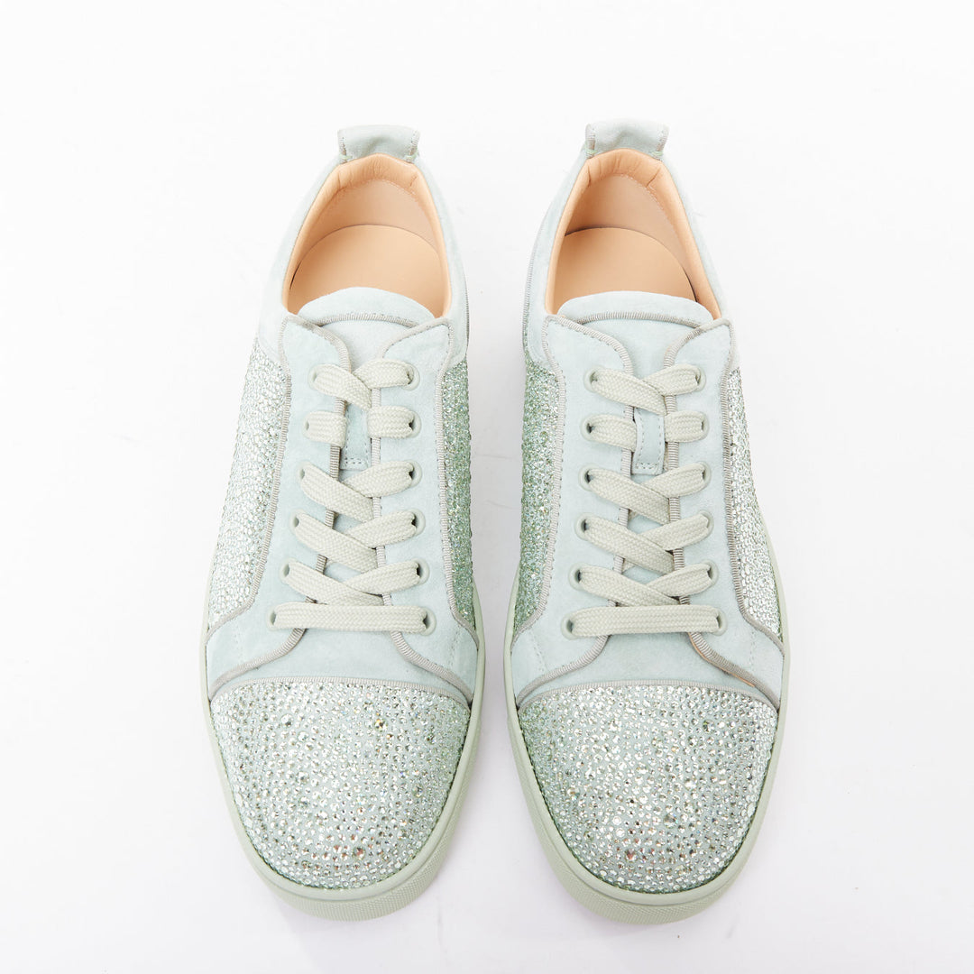 CHRISTIAN LOUBOUTIN Louis Junior Strass Flat Opalina Chrysolite sneaker EU43