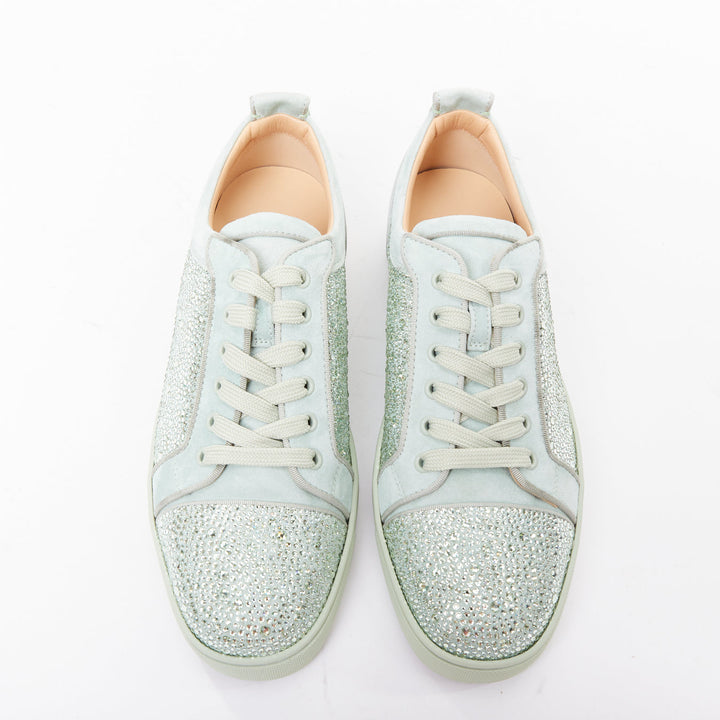 CHRISTIAN LOUBOUTIN Louis Junior Strass Flat Opalina Chrysolite sneaker EU43