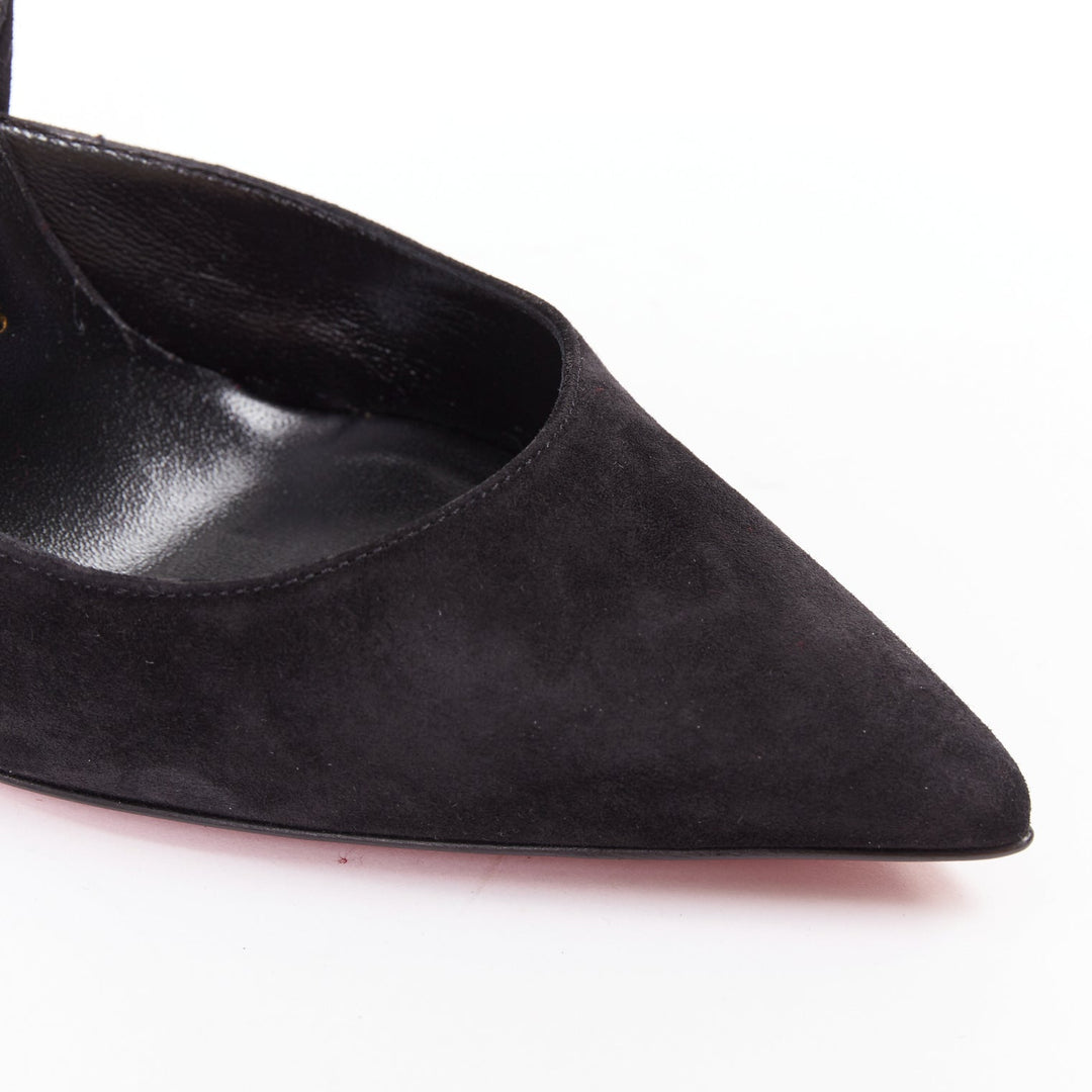 CHRISTIAN LOUBOUTIN Rabakate 100 Veau Velours black suede bow stiletto pump EU37